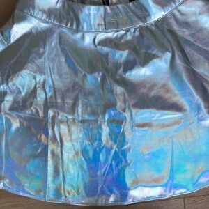 Silver Faux Leather Full Circle Skirt